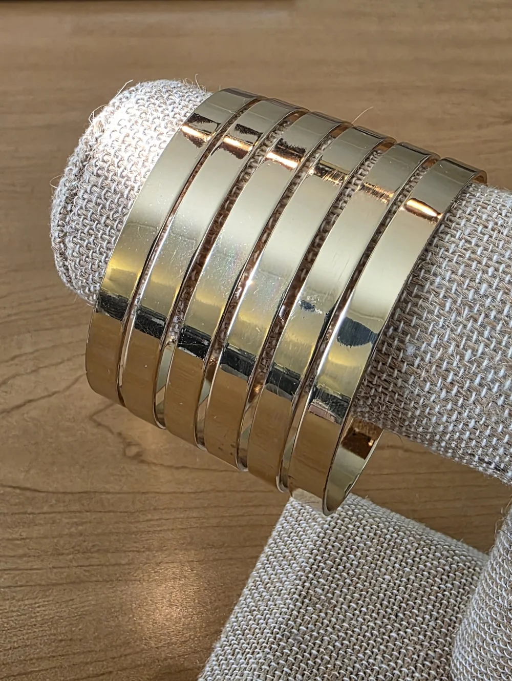 New York & Company Wide Gold Statement Cuff - Multi-Row Layered Look